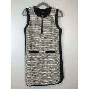 Madewell Tweed Weave Black White Shift Dress Career Wear Sleeveless Size 4